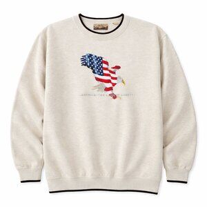 Vintage Wood Land Trail Beige Eagle American Flag Patriotic Outdoor Sweater XL